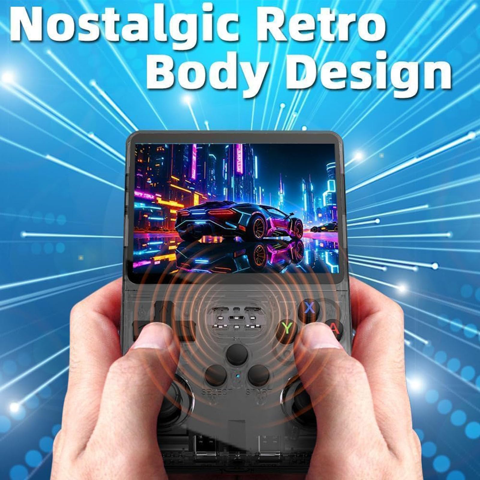 R36S Retro Portable Game Console De Jeux-3.5 "IPS Écran, 21000 Jeux Classiques 3500mAh Batterie, Système Linux Portable Mini Console De Jeu-White||128G