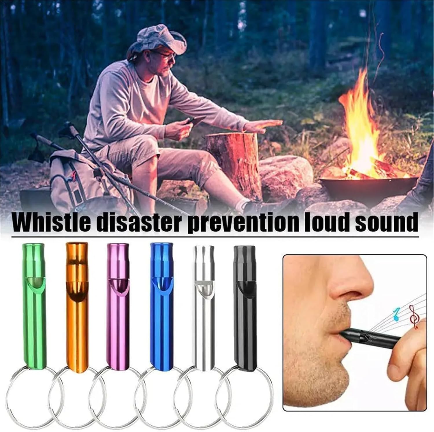 Emergency Whistle 100Pcs Whistle Disaster Prevention Loud Sound Multifunction Whistle Keychain Aluminum Training Outdoor Portable Survival