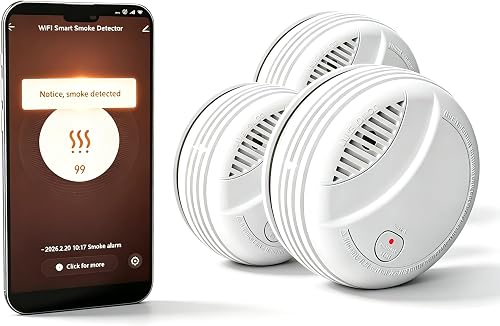 Détecteur de Fumée WiFi Intelligent avec Batterie au Remplaçable 