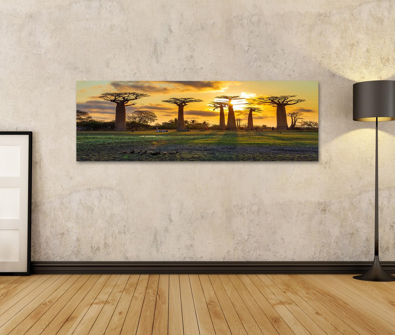 islandburner Impression sur toile Baobab - Coucher de soleil - Paysage - Moments de calme dans la nature