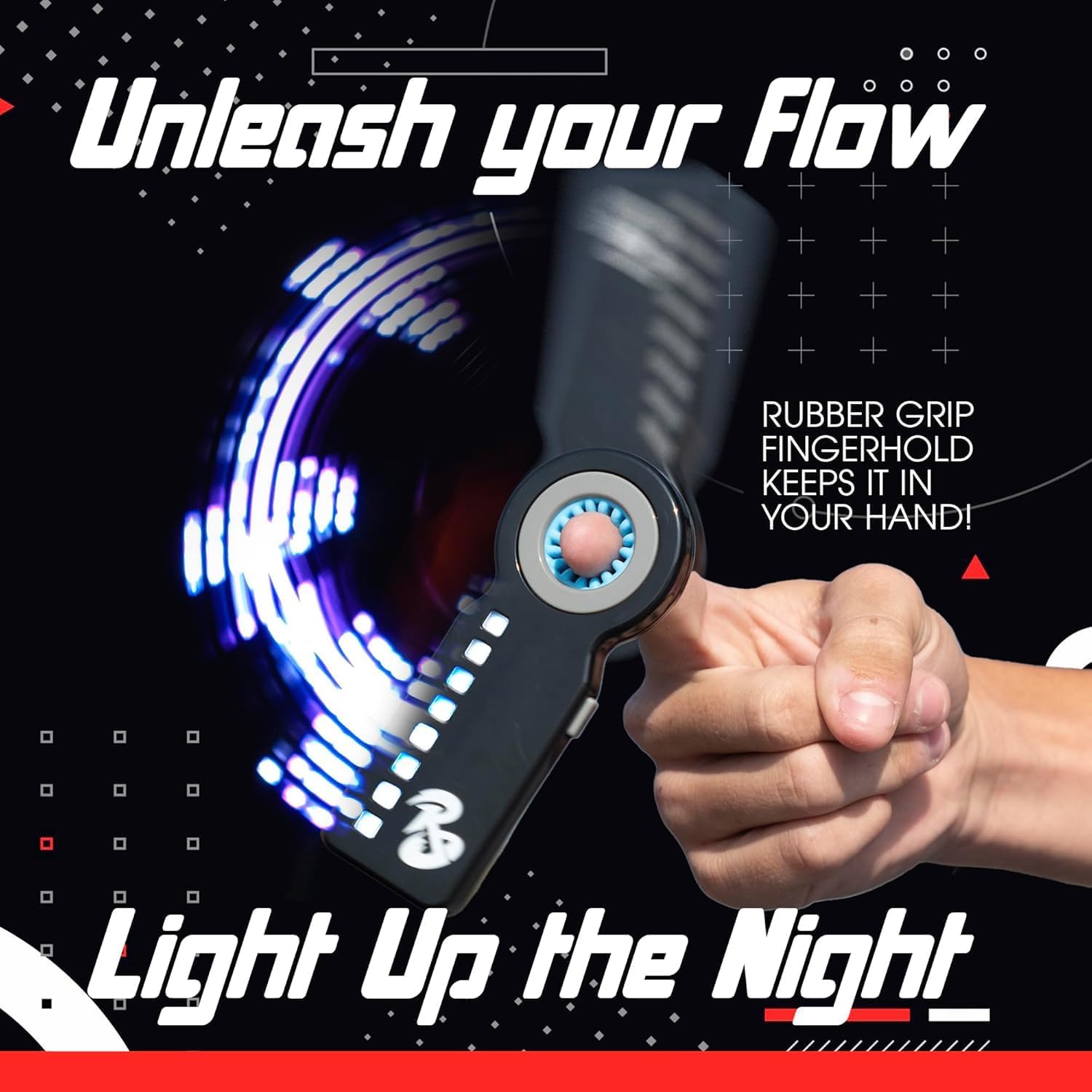 RingSlingr Light Up Fidget Spinner with 4 LED Modes, Unique Glow in The Dark Fidget Toys for Adults, Teens, and Kids