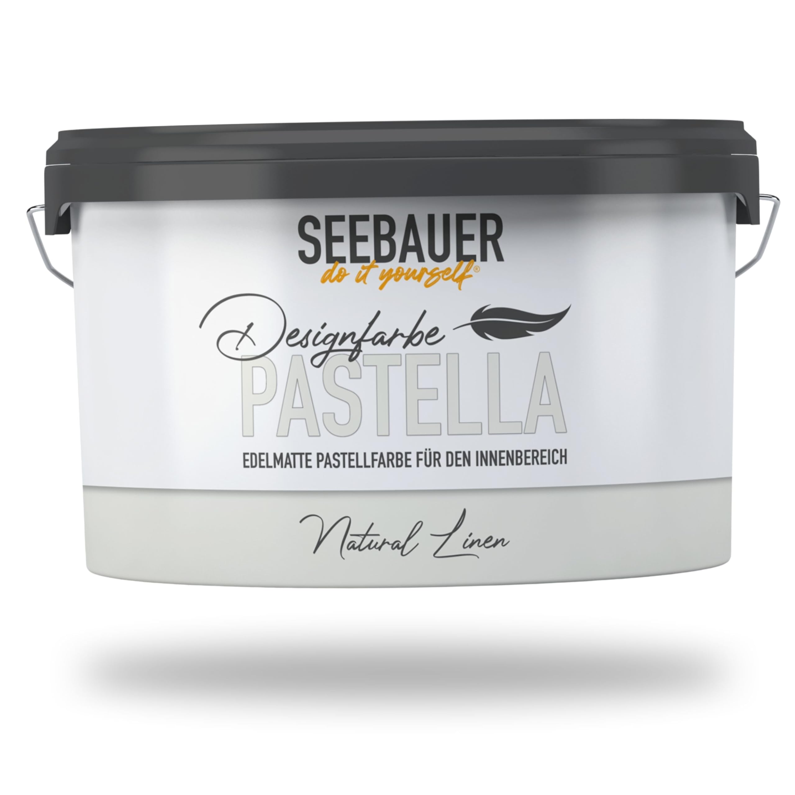 SEEBAUER diy Pastellfarbe PASTELLA Grau – 2,5 L, Edelmatte Innenfarbe Hellgrau (Natural Linen)