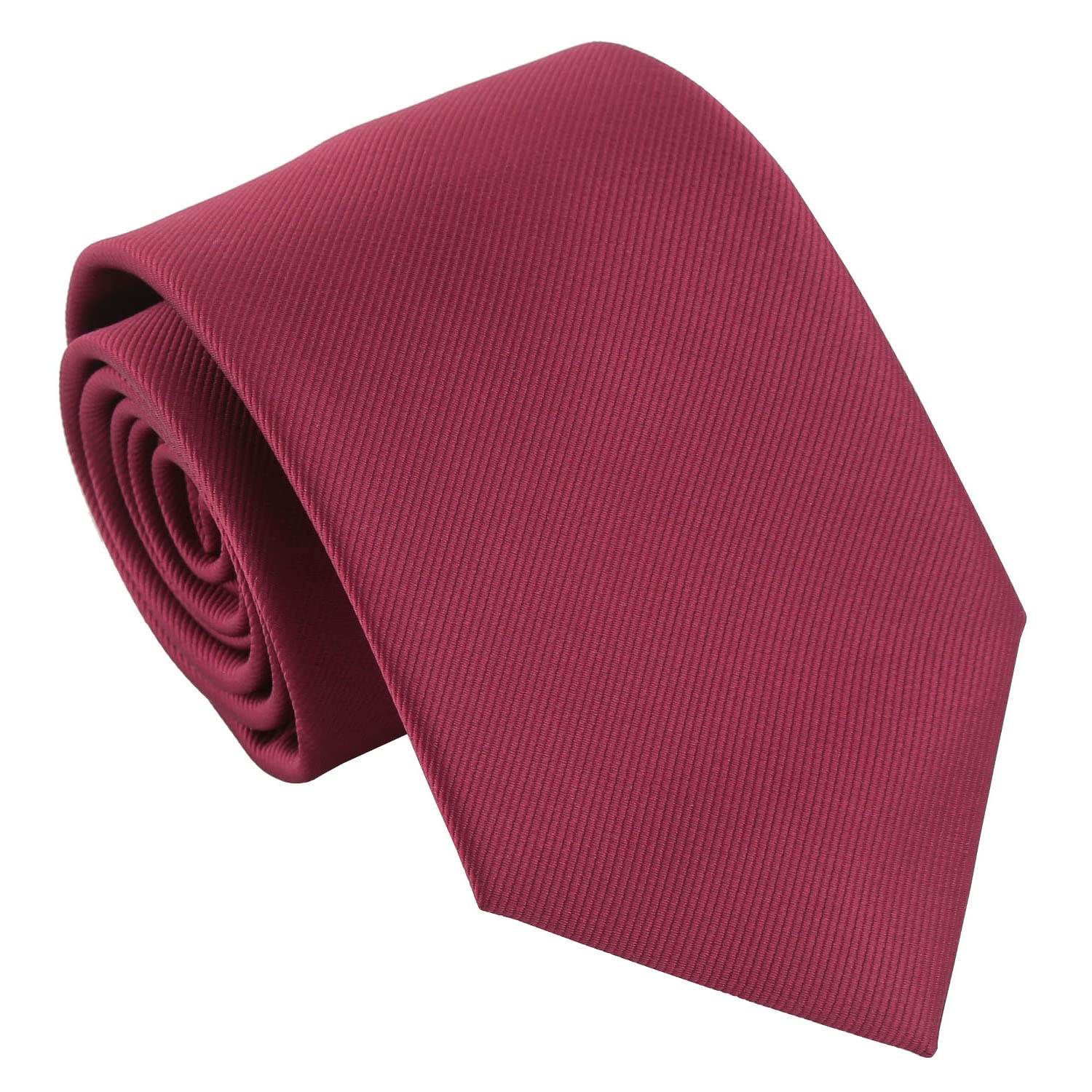DQT Men's Plain Twill Wedding Formal & Business 8cm Classic Tie - Burgundy