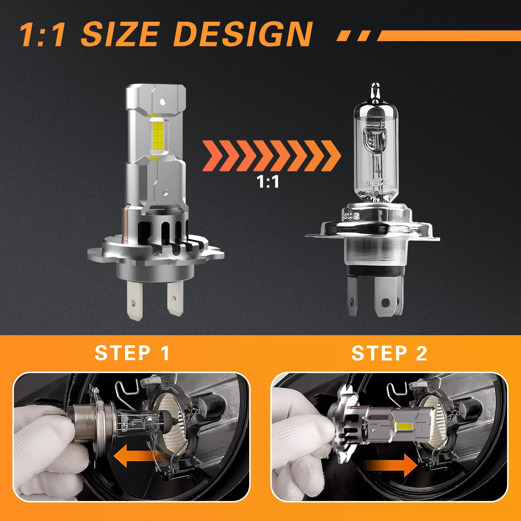 H7 Lampadina LED Canbus, H7 LED 20000LM,6000K 1:1 Mini Design, Non Richiede Adattatore, Pacco da 2
