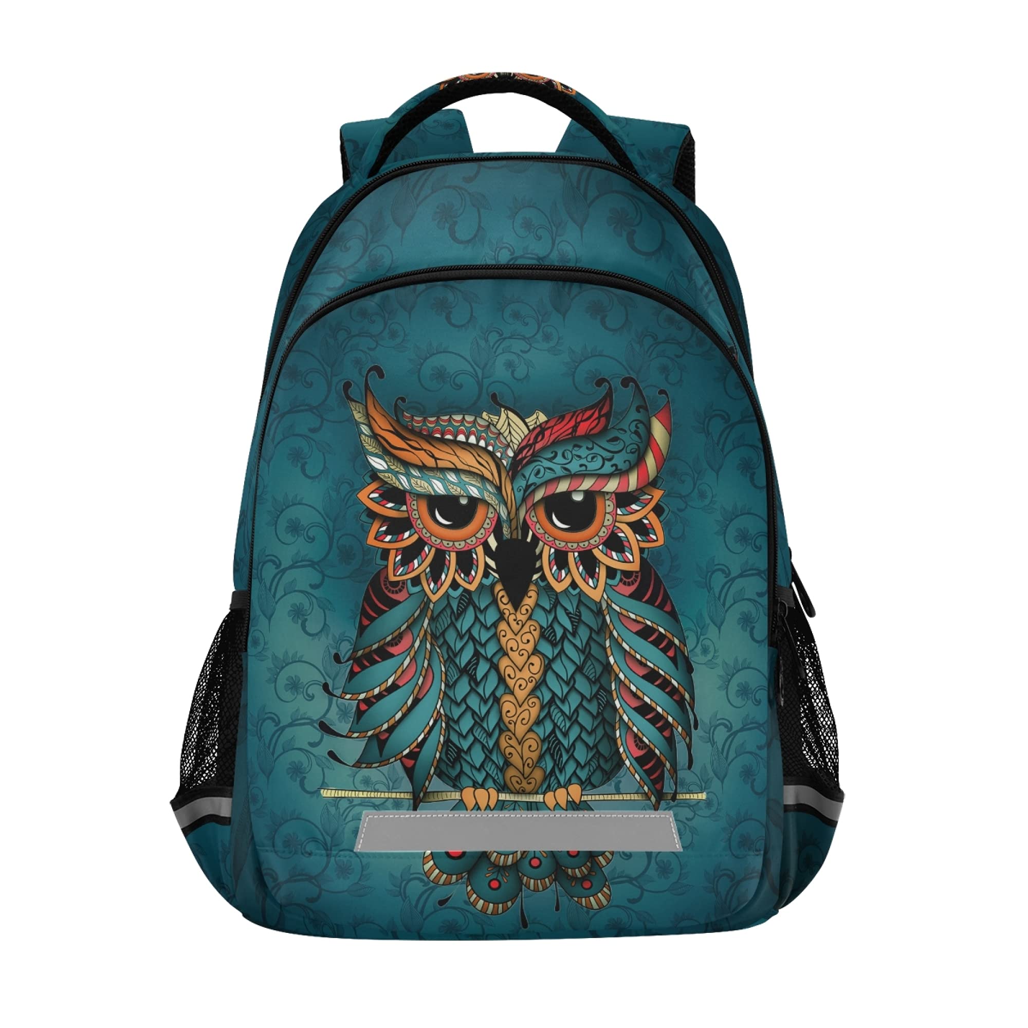ALAZA Owl Print Boho Ethnic Backpack Purse for Women Men Personalized Laptop Notebook Tablet School Bag Stylish Casual Daypack, 13 14 15.6 inch
