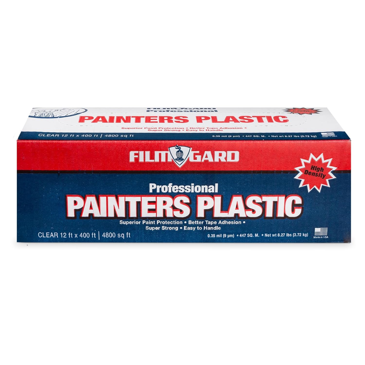 Film-Gard 626263 High Density Professional Painter's Plastic, 400' Length x 12' Width x 0.35 mil Thick, Clear