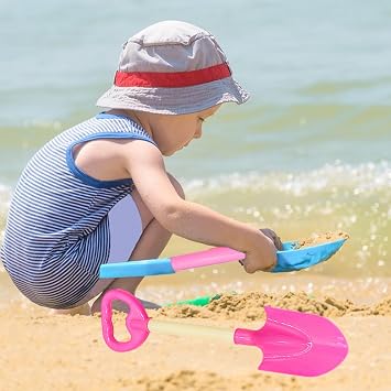 4 Pcs Beach Spades for Kids,Sand Snow Shovel Plastic Sand Shovels Set,Handle Spade for Kids Digging Sand Shoveling Snow Tool
