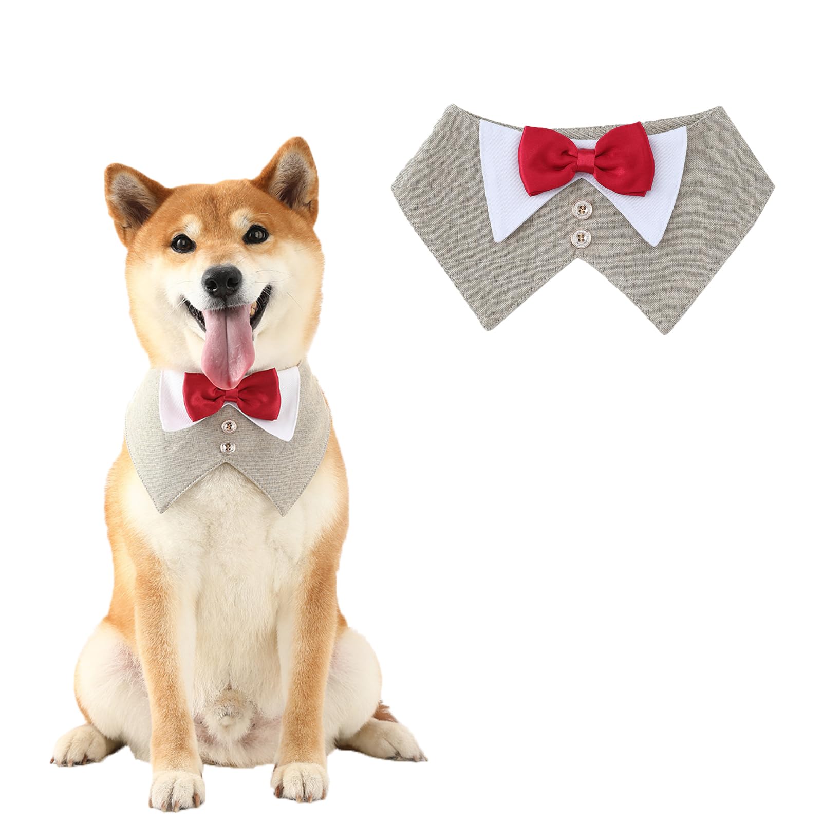 Bandana Elegante Con Papillon Per Cani - Collare Regolabile Per Occasioni Speciali - Foto 4