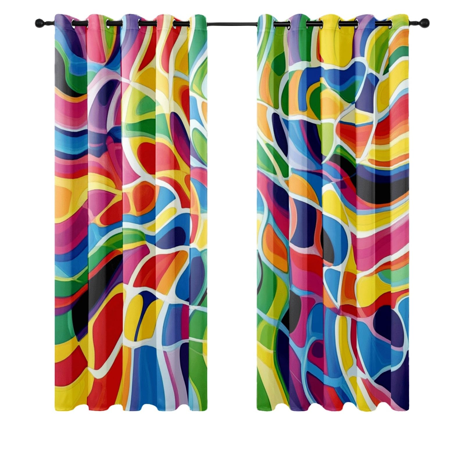 Curtain Grün Zitronengelb Gardinen Blackout Curtain Polyester Vorhang mit Ösen Waschbar Vorhänge Living Room Verdunklungsvorhänge Schlafzimmer Gardienen Vorhang Blickdicht 2x85x200cm