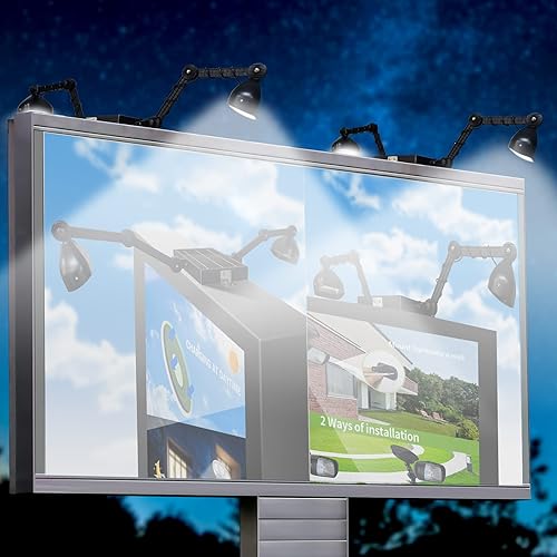 Miniatura 8 de Etzeaxus Luces solares para exteriores, 120 LED súper brillante, IP65 impermeable, 3.7V 5200 mAh, luces solares comerciales para letreros de bienes