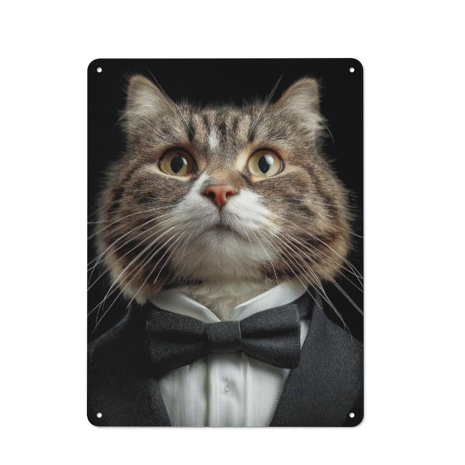 Junmoney Cat In Tuxedo Metal Wall Sign 40X30cm Featuring For Home Bar Wall, New Home Wall Decor For Hosts Who Enjoy Retro Interiors