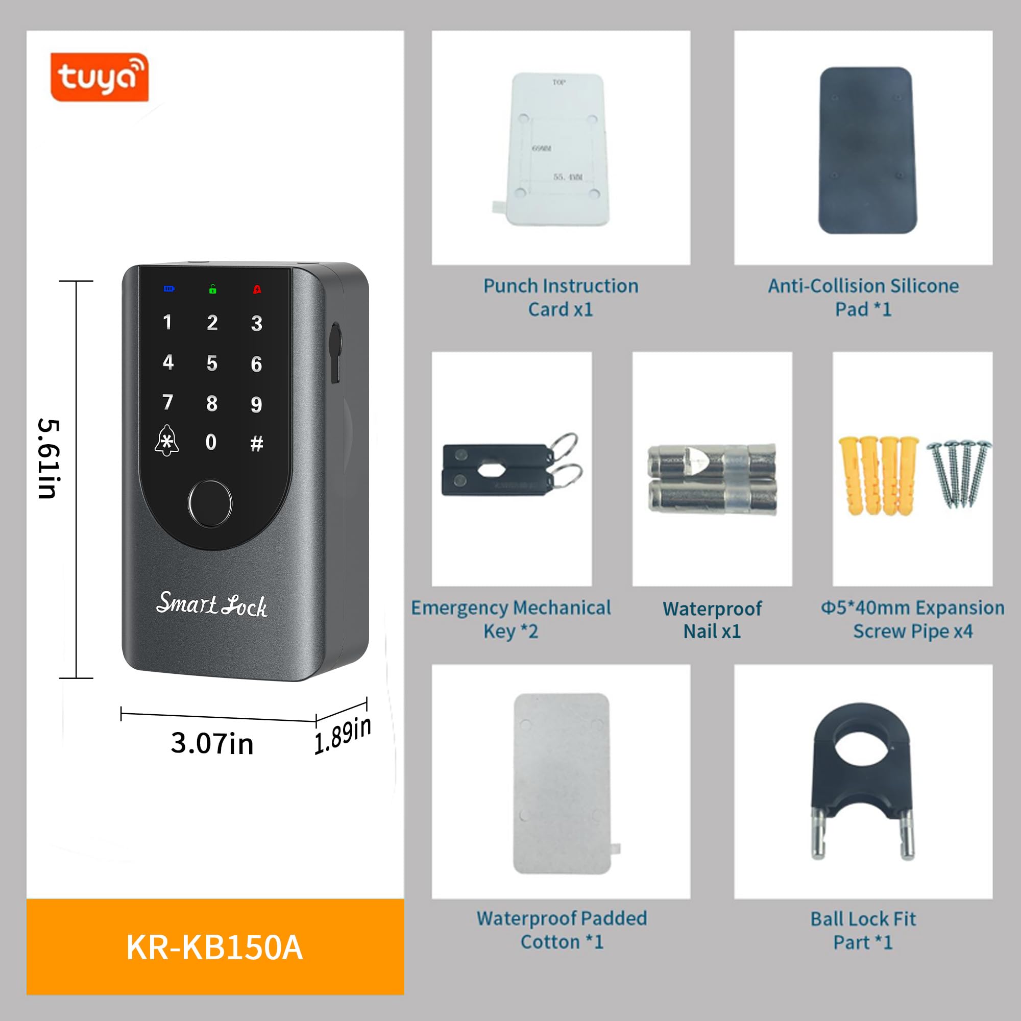 Smart Fingerabdruck Schlüsselschloss Box, IP66 Wasserdicht Outdoor Safe mit Türklingel