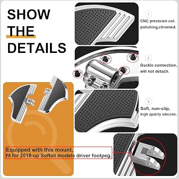 Defiance Driver rider front foot rest footpegs for harley softail FXBB FXBBS FXBR FXBRS FXLR FXLRS FXST 2018-2024