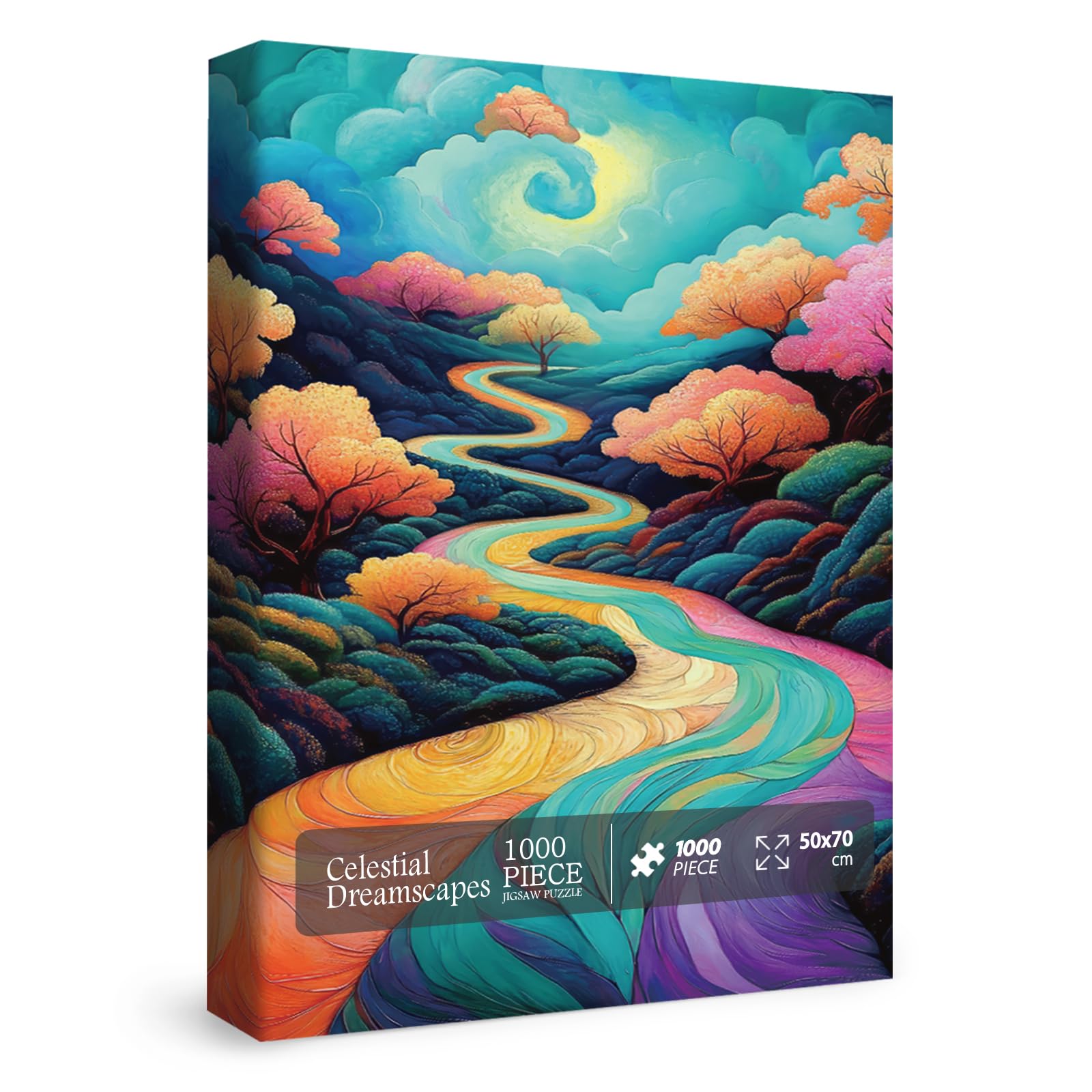 Magic Forest Puzzles for Adults 1000 Pieces, Nature Tree Mountain River Landscape Jigsaw Puzzle, Gradient Colorful Art Challenging Puzzles
