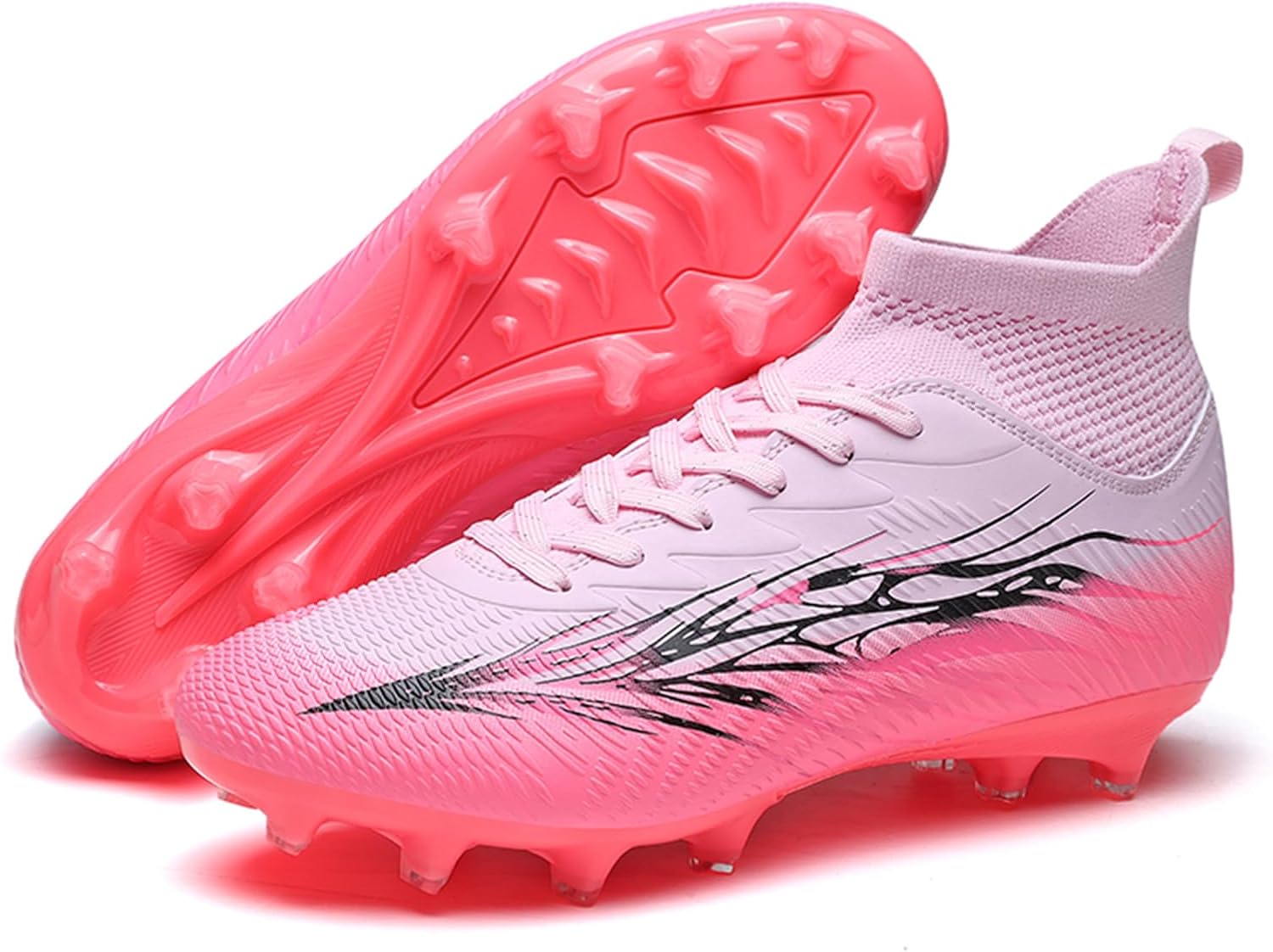 Football Cleats for Men Women High Top Soccer Shoes FG Long Spikes Football Shoes Adult Lightweight Outdoor Professional Athletic Training