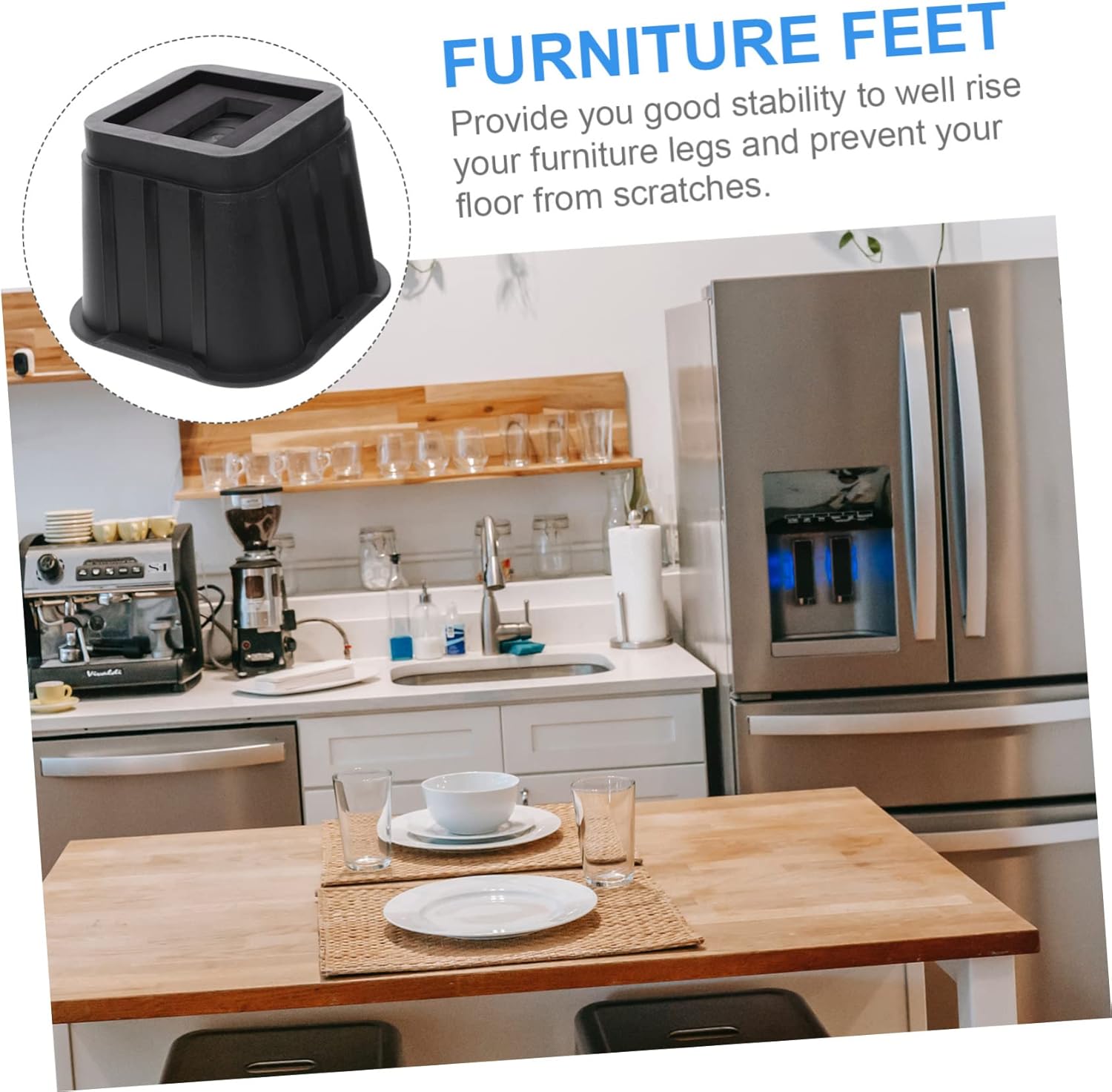 4sets Solid Wheel Mats Nonslip Pads for Furniture Risers Desk Bed Cabinet Washing Machine