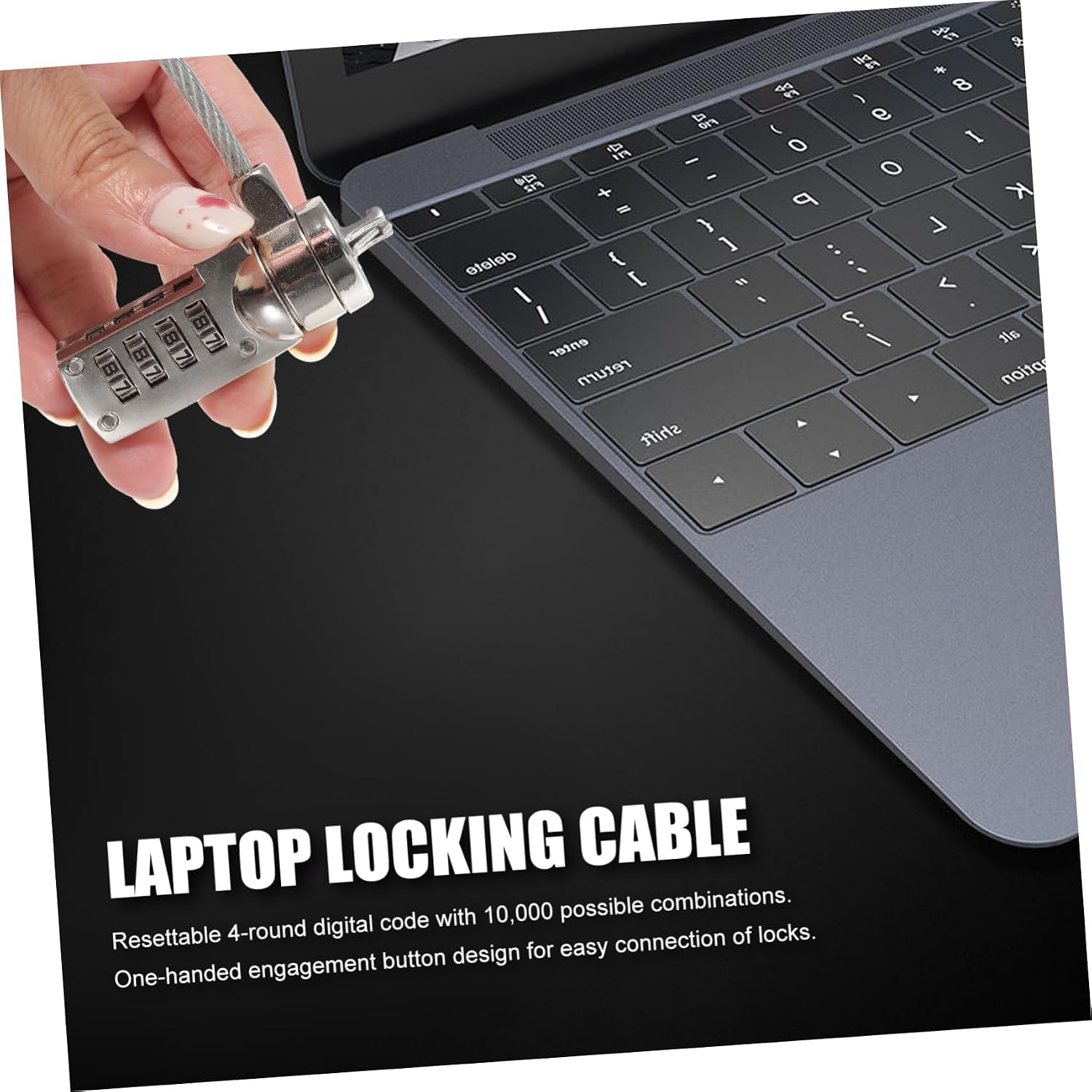 1.8m Wire Rope Laptop Lock Password Security Cable Lock Sturdy Cable Theft Protection