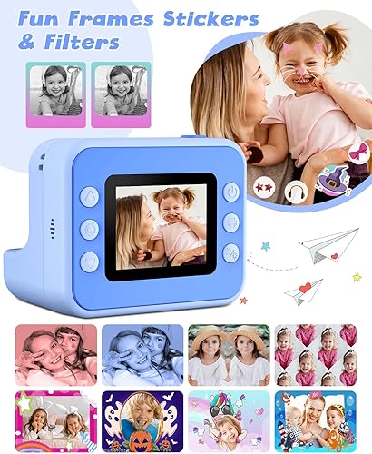 Miniatura 3 de Cámara de impresión instantánea para niños, cámaras de video digital 1080P, regalos de cumpleaños de Navidad, juguetes para niños de 3 a 12 años,
