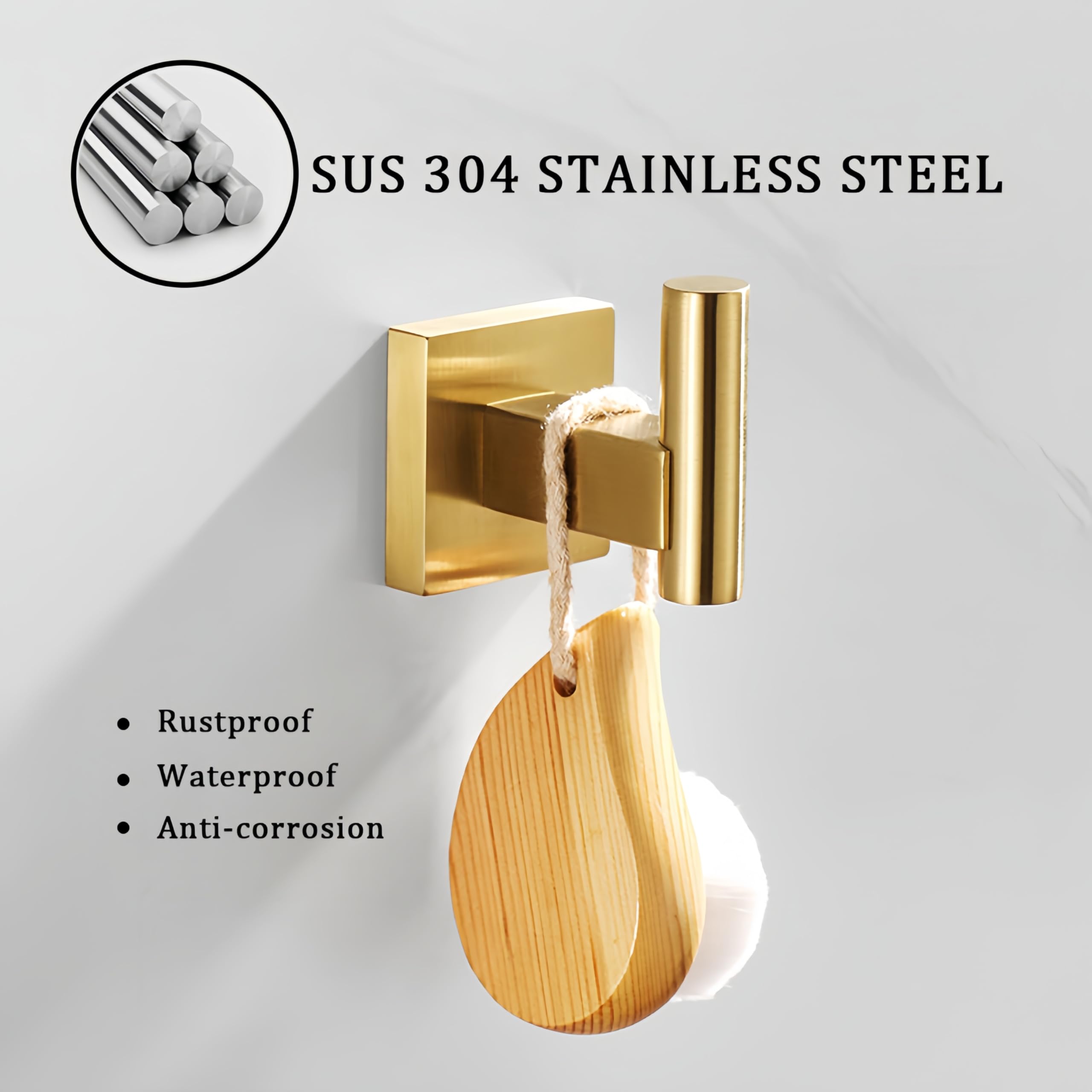 SEIDO Handtuchhaken für Badezimmer, SUS 304 Edelstahl, Wandmontage, robuste Badezimmer-Haken für Handtücher und Mäntel, eleganter Bademantel-Badetuchhalter mit quadratischer Basis, 4 Stück
