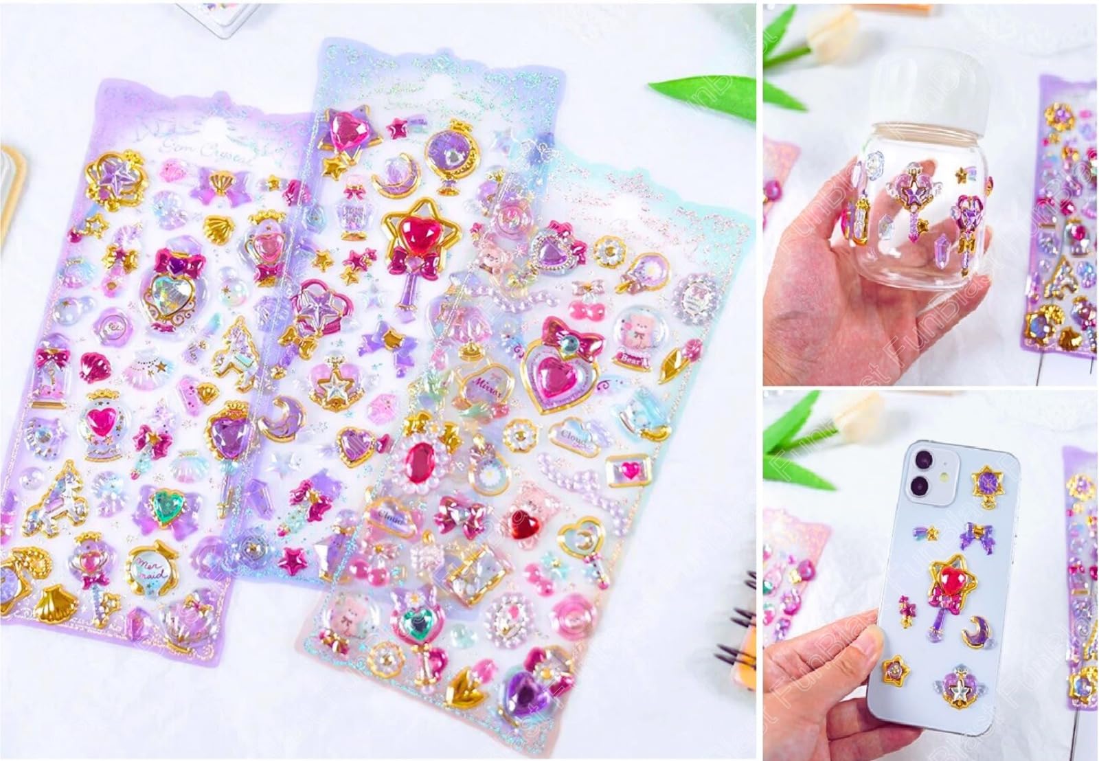 FunBlast Kawaii Stickers Set – Set of 4 Shining Crystal Gem Stickers for Kids, 3D Stickers for Girls, Aesthetic Sticker, Cute Stickers, Crystal Stickers for Kids - Random Design (B0CK4V7RMX) Amazon Price History, Amazon Price Tracker