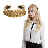 Vista 11 de Diadema Ancha Trenzada de Moda con Aro, Accesorios de Pelo Elásticos Antideslizantes para Mujeres y Niñas (Ocre)