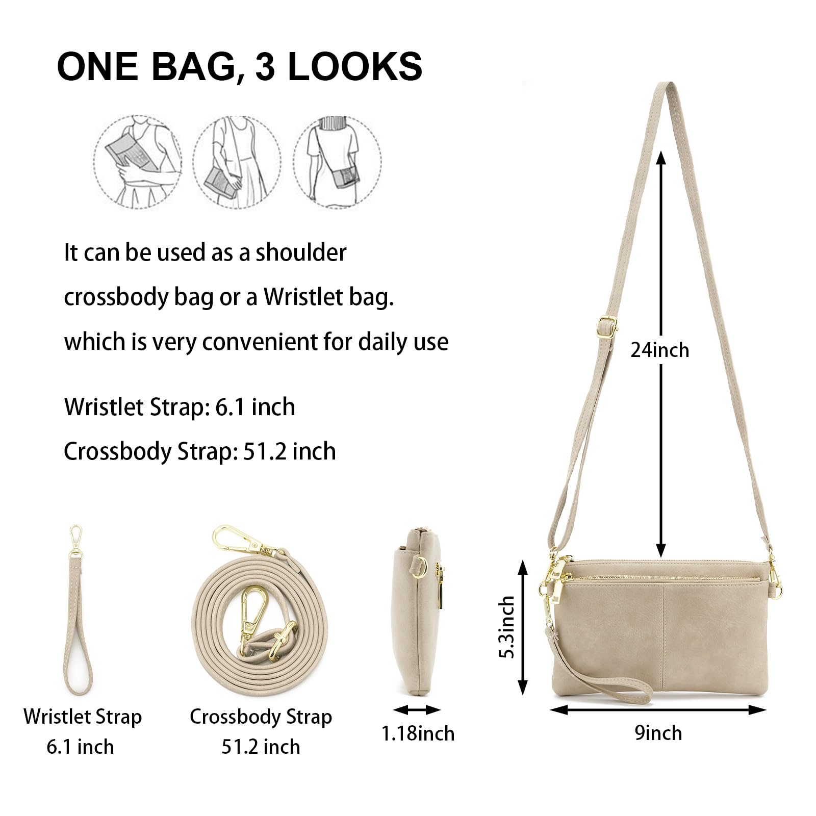 Echtes Leder Umhängetaschen für Damen,Klein Crossbody Bag Frauen Handtasche Multi Tasche Crossbody Moderne Taschen