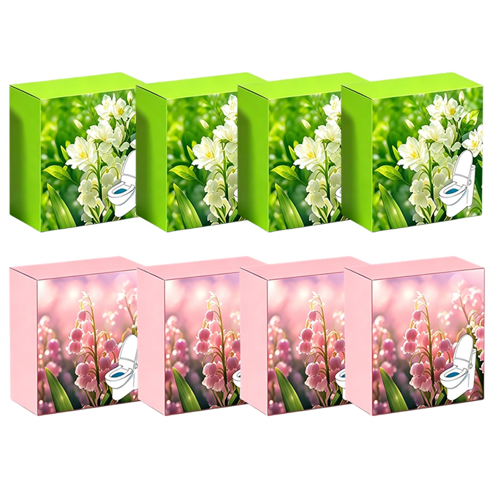 Tabletas limpiadoras protectoras para inodoros con esmalte 3 in 1 (8Pcs) | Previene manchas y desodoriza, pastillas de limpieza de larga duración, frescura de lirio y jazmín, uso fácil para el tanque
