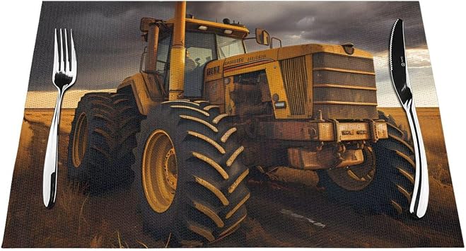 Tractor in the Field Woven Placemat 12x18 Inch - 1 Fashion Pattern Design for Home and Kitchen Decor