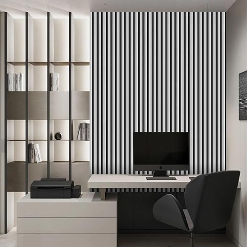 Miniatura 4 de weiseni Papel tapiz adhesivo para despegar y pegar, paneles de listones de grano de madera blanca y negra, encimeras, moderno, extraíble, apto para