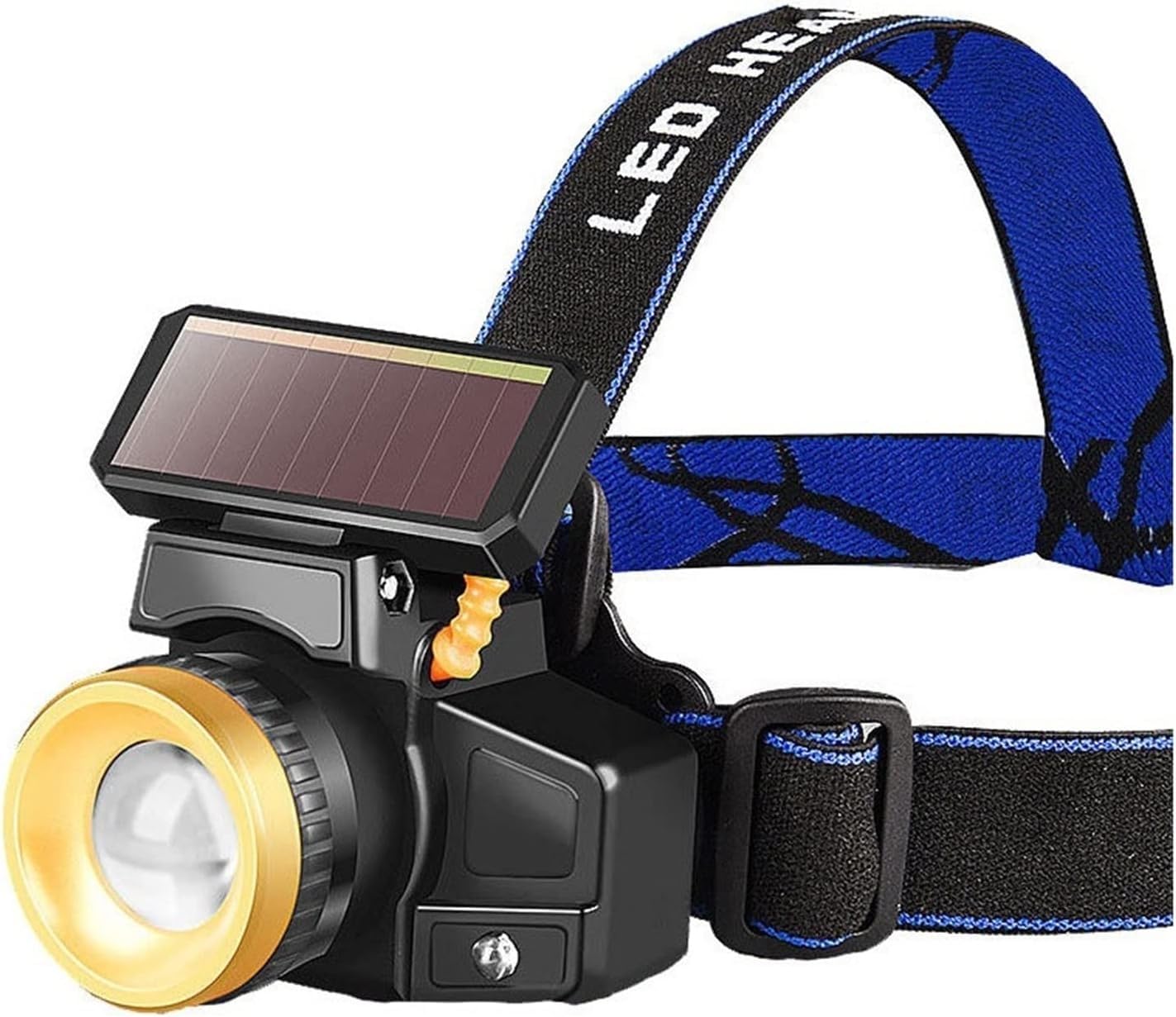 Linterna frontal de inducción solar - Recargable por USB 18650, luz LED con zoom para pesca, caza y acampada al aire libre. Tipo