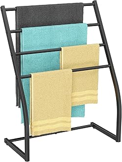Honiter Towel Racks for Bathroom, Free Standing Towel Rack, 4 Tier Wide Towel Dryer Rack, Pool Towel Racks Outdoor, Blanket Ladder Holder, Metal Towel Bar Stand for Oversized Bath Towel