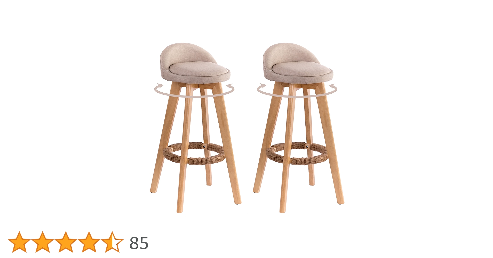 iodoos カウンターチェア 木製360度回転 生地 2脚セット ブラウン Amazon｜iodoos カウンターチェア 2脚セット 木製 360度回転 足置き