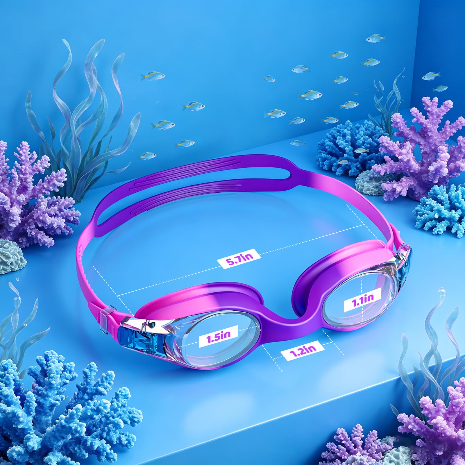 Lunette Piscine Enfant(lot de 2), Lunettes Piscine Enfants avec Lentille Anti-Buée, Lunettes de Natation Sans Fuite, Lunette de Piscine Enfant en Silicone Souple pour 3 à 14 Ans Garçons Filles