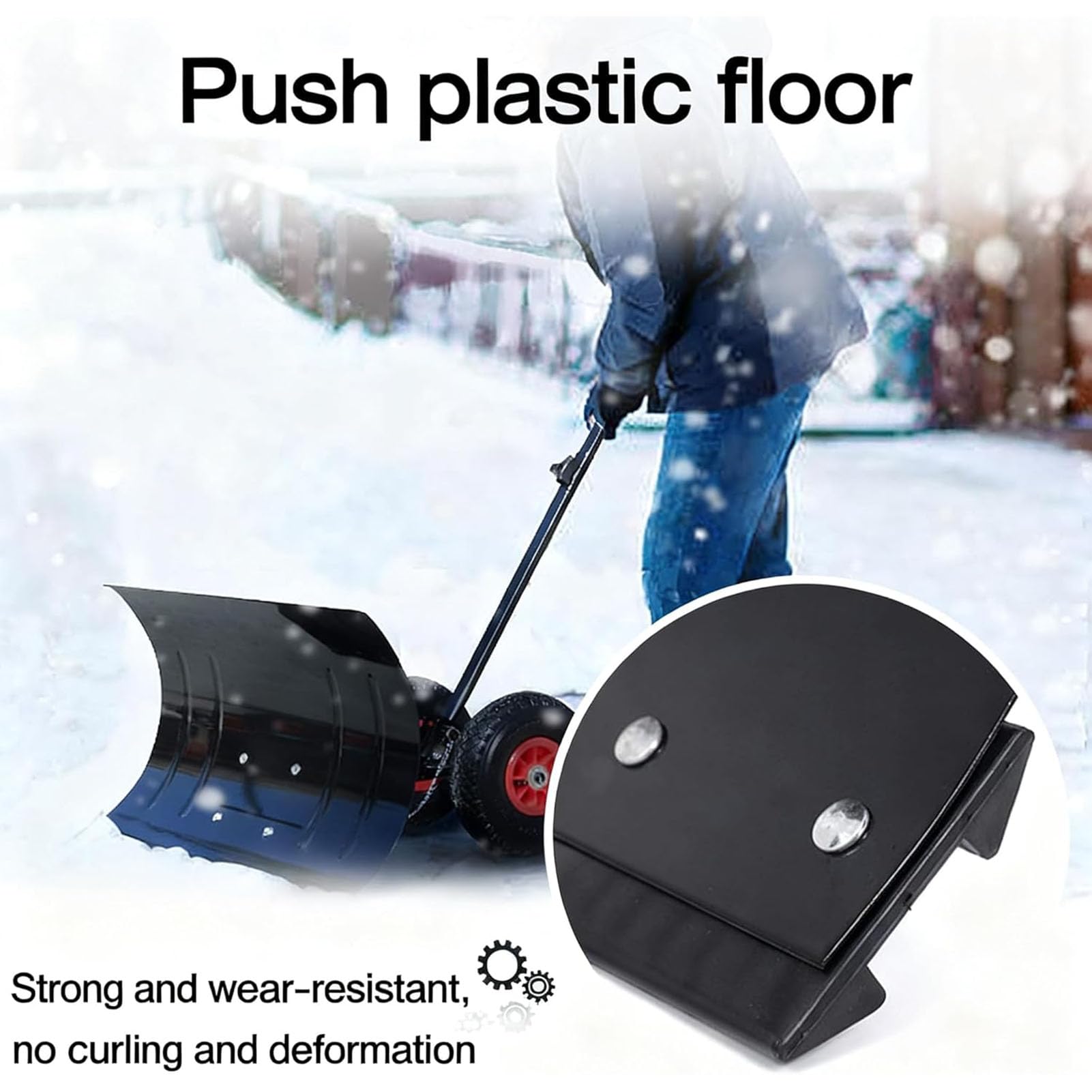 Empuje de nieve con hoja extra ancha de 74 cm, mango ajustable para quitar la nieve, herramienta ideal para limpieza de calzadas, jardines y pavimentos