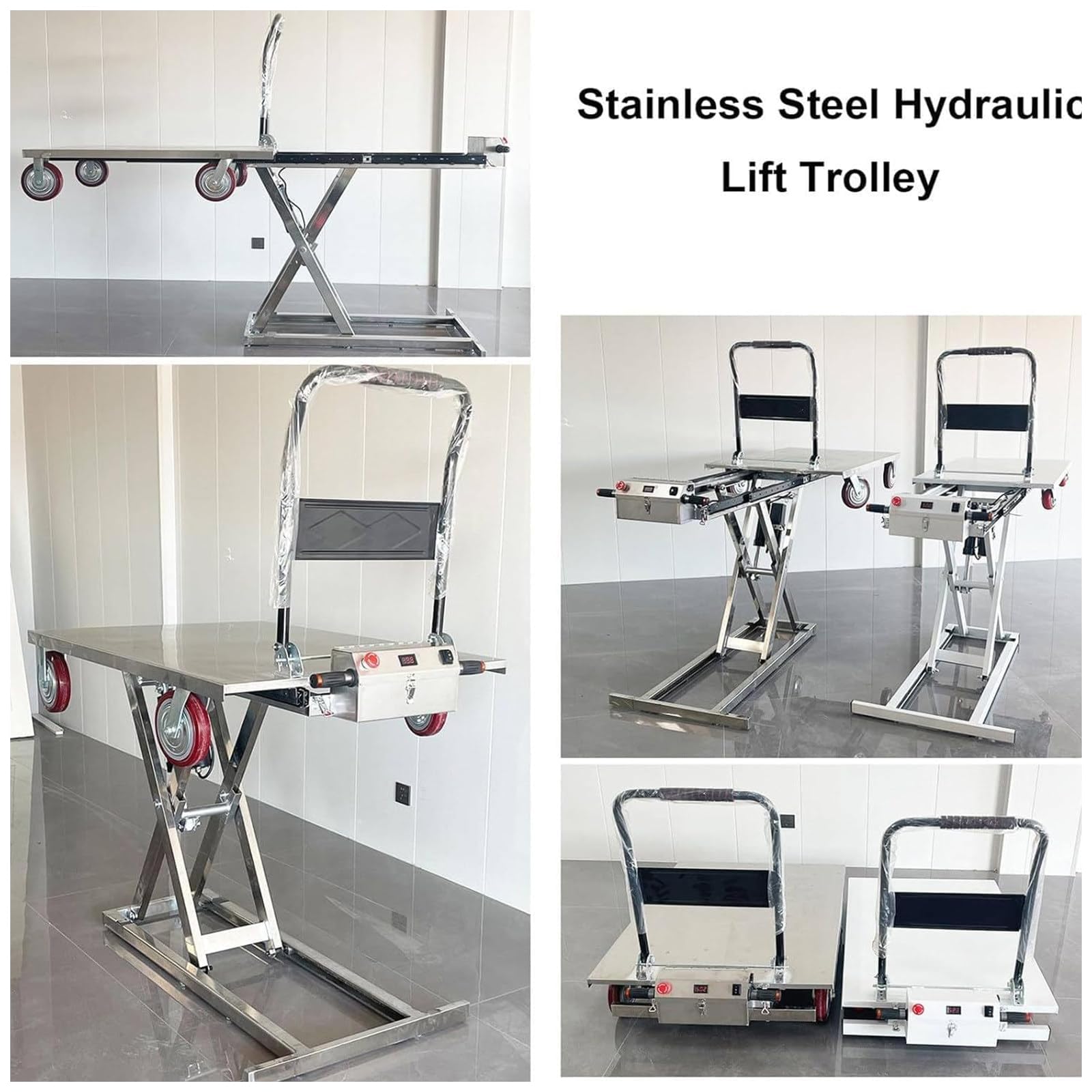 Hydrauliczny wózek stołowy, nośność 300 kg, podnośnik nożycowy z 4 kółkami, wózek z platformą do łatwego transportu i podnoszenia, idealny do warsztatów i magazynów