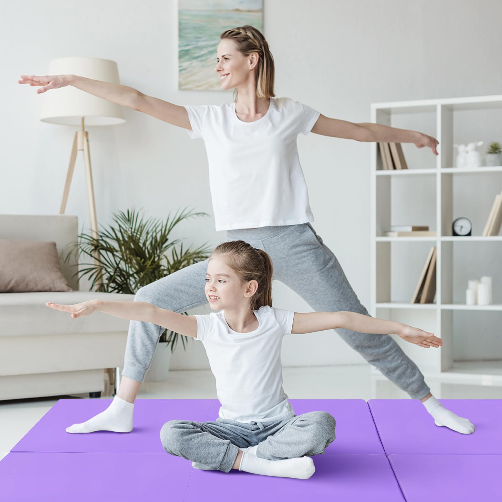 KOMFOTTEU Gymnastikmatte faltbar, Weichbodenmatte 180x60x5cm Fitnessmatte, Turnmatte dick mit Tragegurt, 3-Fach Yogamatte Sportmatte rutschfest für Yoga Fitness Training