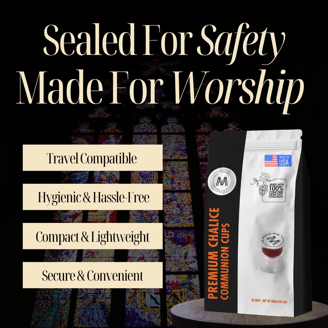 PACK IT HUB Travel Pack - The Miracle Meal Pre-Filled Premium Chalice Cup - Bag of 50 with Wafer and 100% Concord Grape Juice