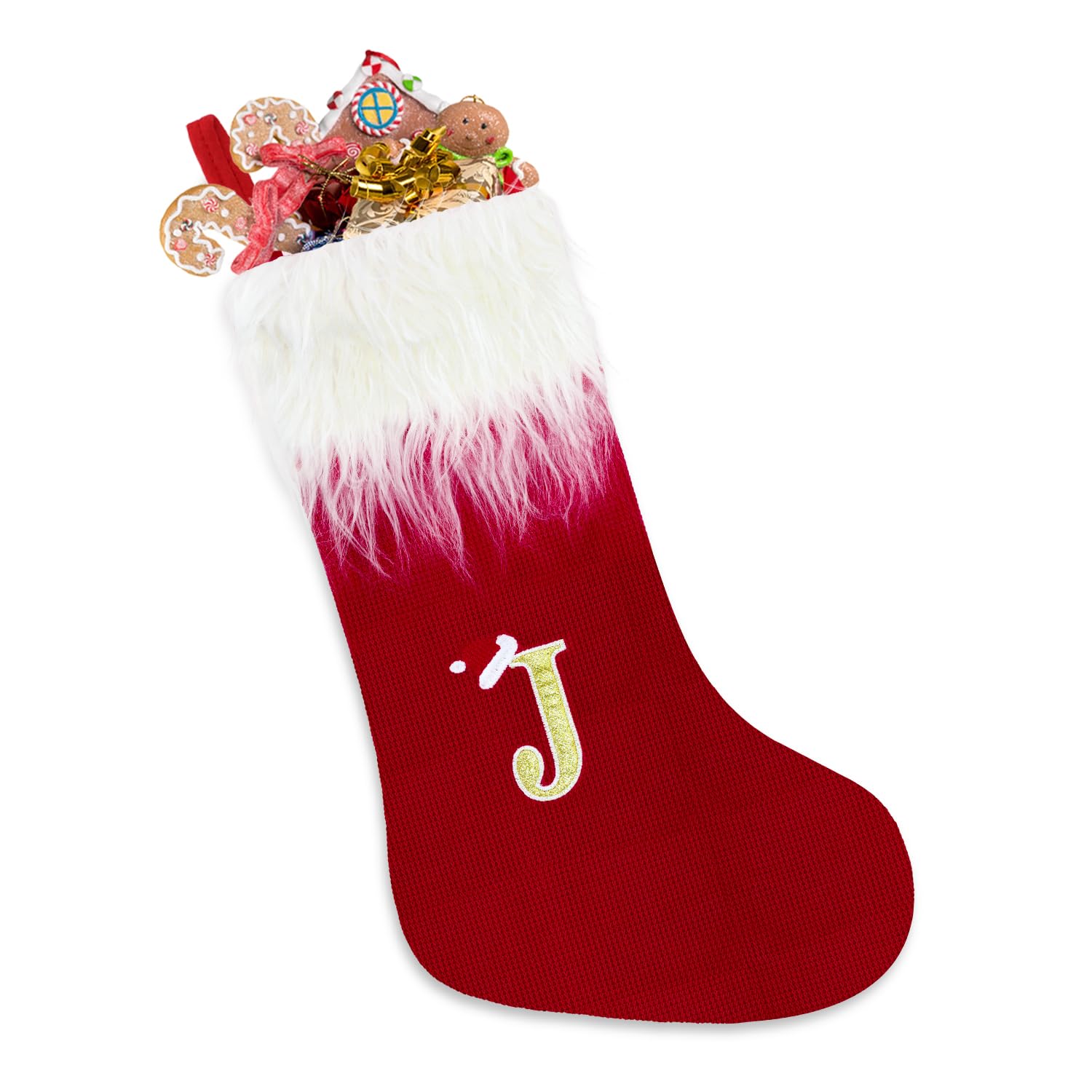 Calza Natalizia Con Lettera Personalizzata, Calza Rossa Di Alta QualitÃ - Foto 13