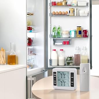 Dual Sensor Wireless Digital Thermometer for Fridge and Freezer Monitoring with Alarms (1X sensor)