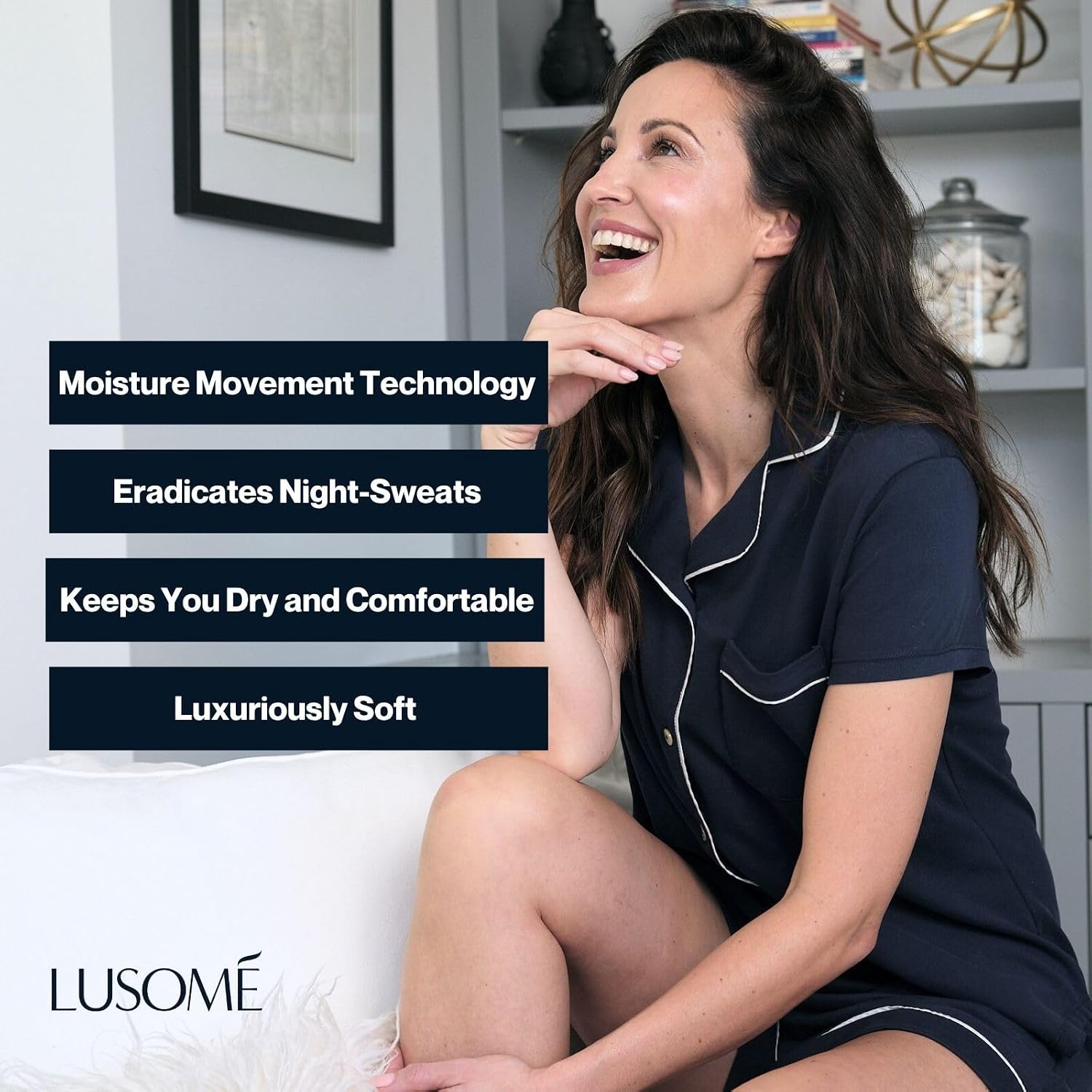 Lusome Donna Sleep Shirt for Menopause & Hot Sleepers - Hot Flashes & Night Sweat Relief Pajama Top for Women