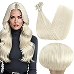 Full Shine U Tip Hair Extensions Human Hair 1000 White Blonde 16 Inch 50 Grams Utip Human Hair Extensions for Women Prebonded Fusion Extensions Remy Hair