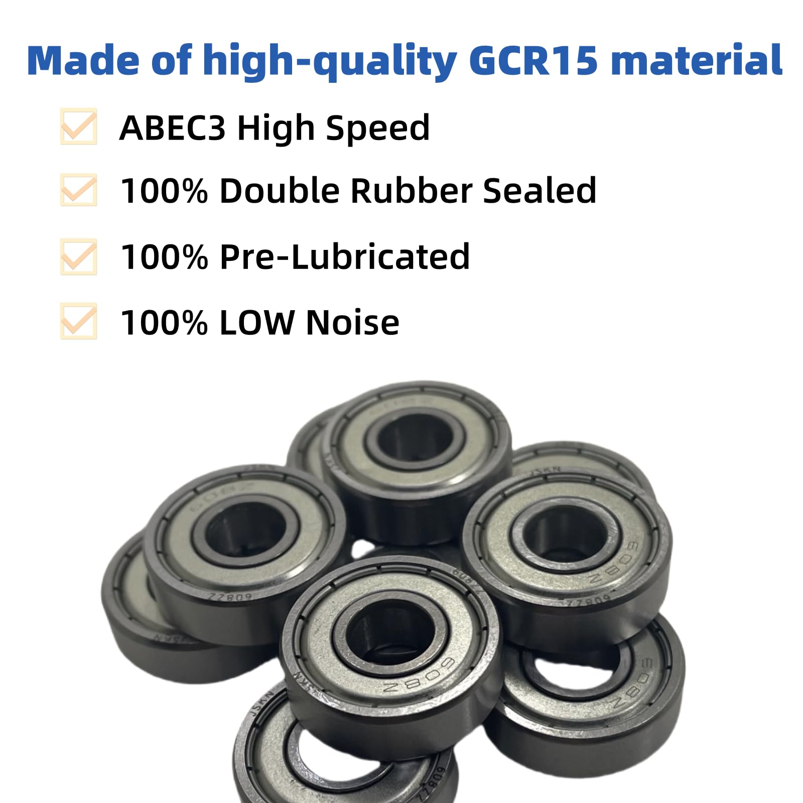 Lot de 20 roulements à billes 608ZZ - 8 x 22 x 7 mm - Bimétalliques scellés - Micro rainure profonde - Convient pour les rouleaux de skateboard, imprimantes 3D, etc