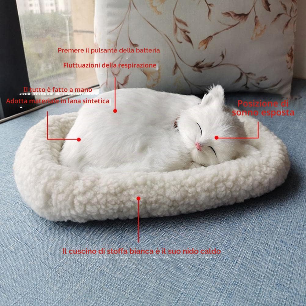 Giocattolo del Gatto Che Dorme Bambola di Peluche del Gatto Che Respira con Il Tappetino Giocattoli di Peluche per i Bambini Ornamento per la Casa Letto con Tappetino Morbido e (1)