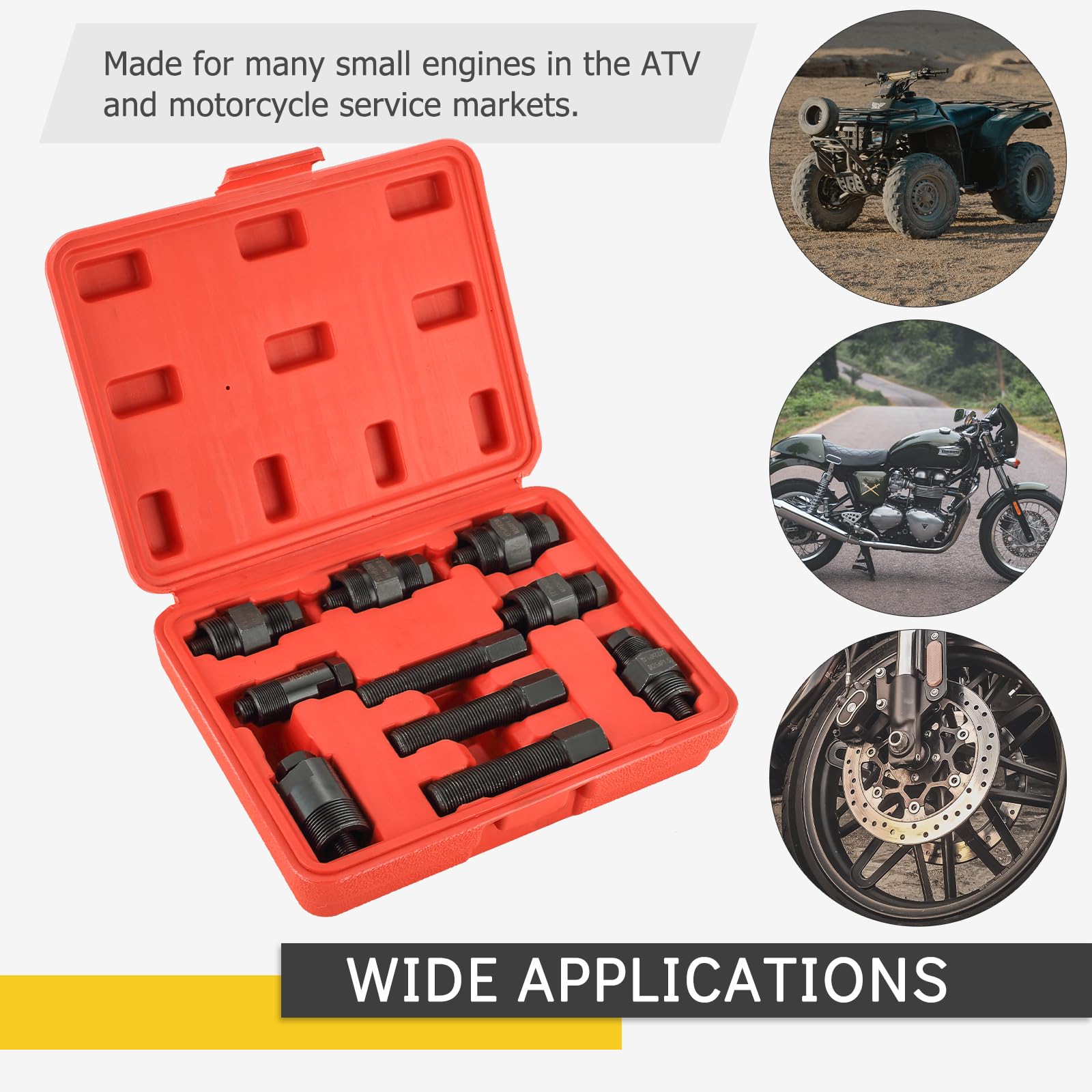 Juego de extractores de volante de motocicleta, 10 piezas, herramienta universal de reparación de motocicletas ATV para motocicletas, Honda, Suzuki, Bosch, Kawasaki, Ducati, Yamaha Flywheel