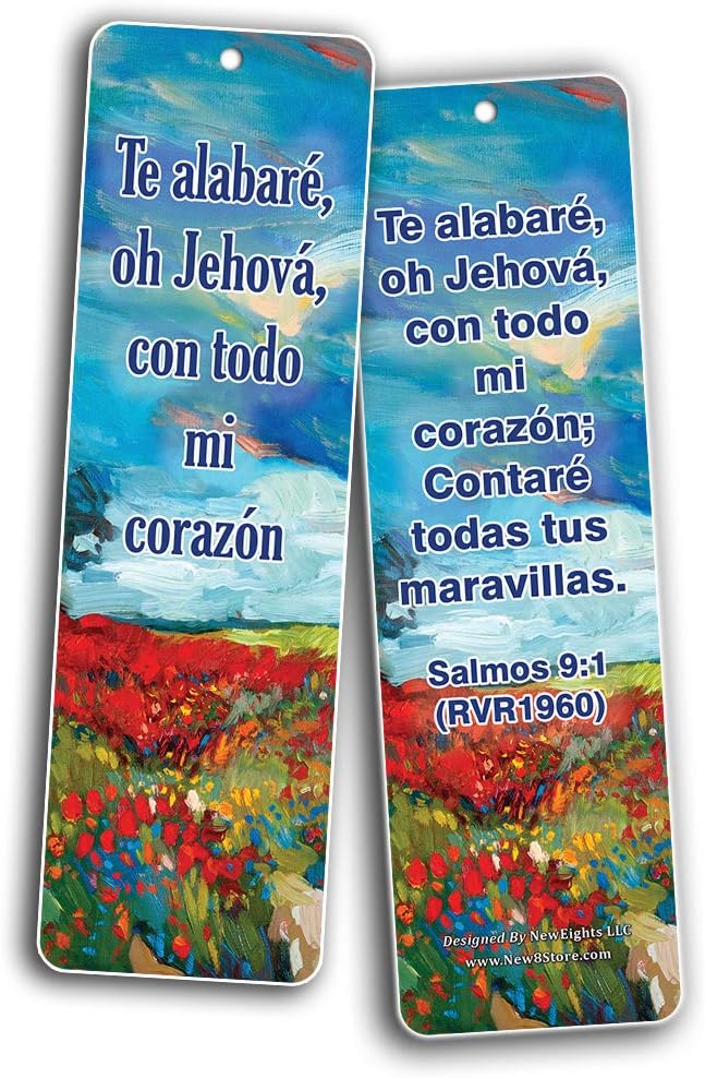NewEights Spanish Popular Bible Verses (Be Strong & Courageous) Bookmarks (60-Pack) - Perfect Giftaway for Ministries and Sunday Schools – Daily Motivational Card Set – Collection Set Book