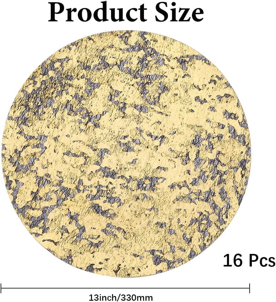 GORGECRAFT 16Pcs Black-Gold Foil Placemats Round Mesh Pressed Placemat 33cm Glitter Table Mats Luxury Dining Table Decor Decoration Centerpieces for Party Birthday Wedding Christmas New Years Festive image 2