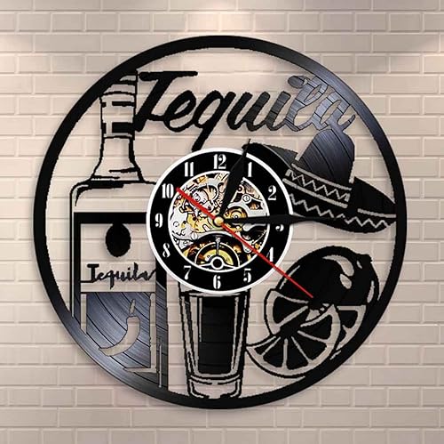 Miniatura 3 de Reloj de decoración de pared de 12 pulgadas11.8 in para bebidas Dringking, arte de pared, reloj de pared de tequila, reloj de pared de tequila,