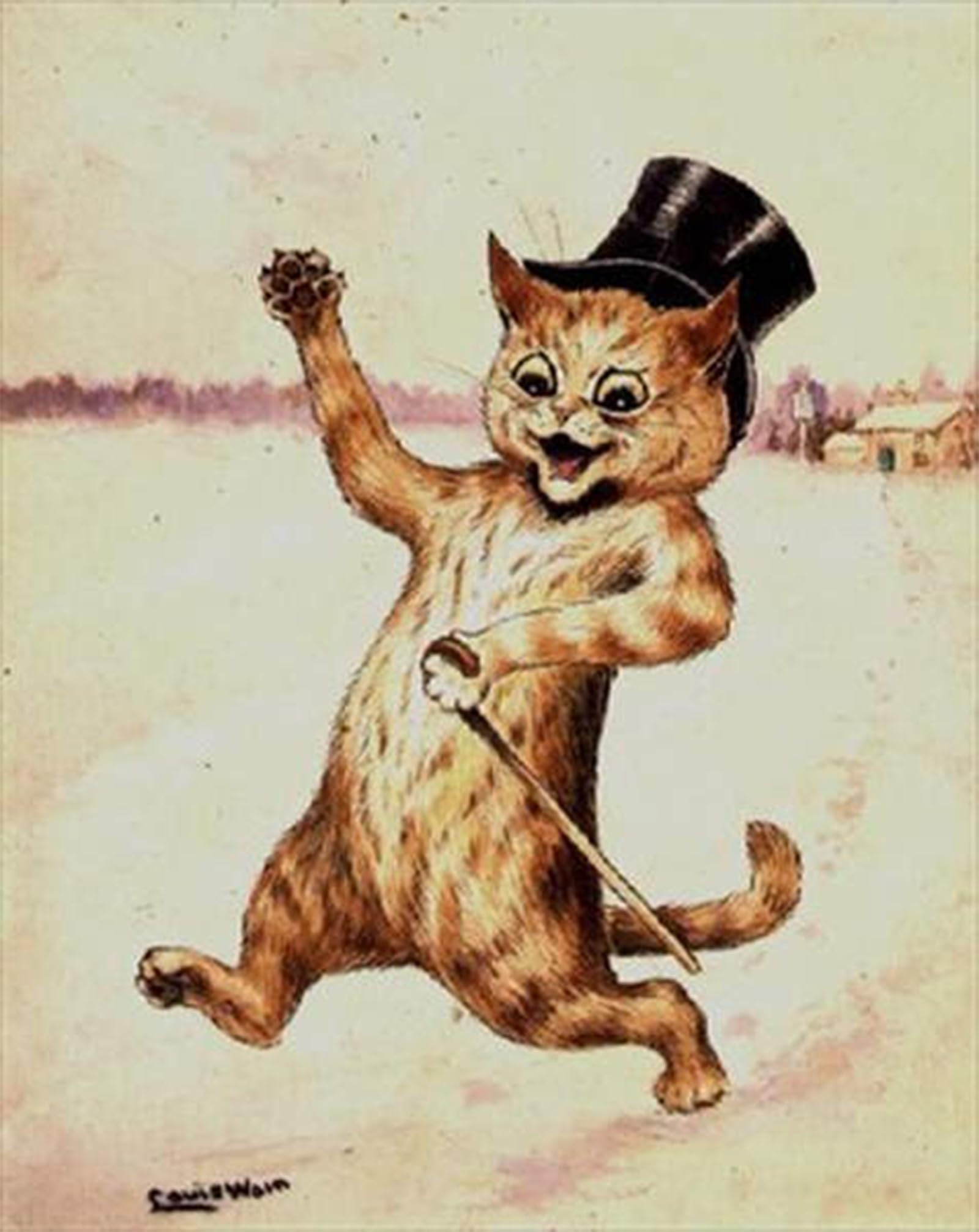SERENDIPITP Retro Picture Poster Wall Art Pictures Painting Top Cat! by Louis Wain Wall Art Canvas Print for Wall Decor 60x90cm