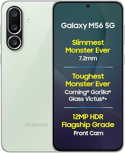Samsung Galaxy M56 5G (Light Green, 8 GB RAM, 128 GB Storage) | Slimmest Phone in the Segment | Gorilla Glass Victus+ | 10 Bit HDR Video | Enhanced…