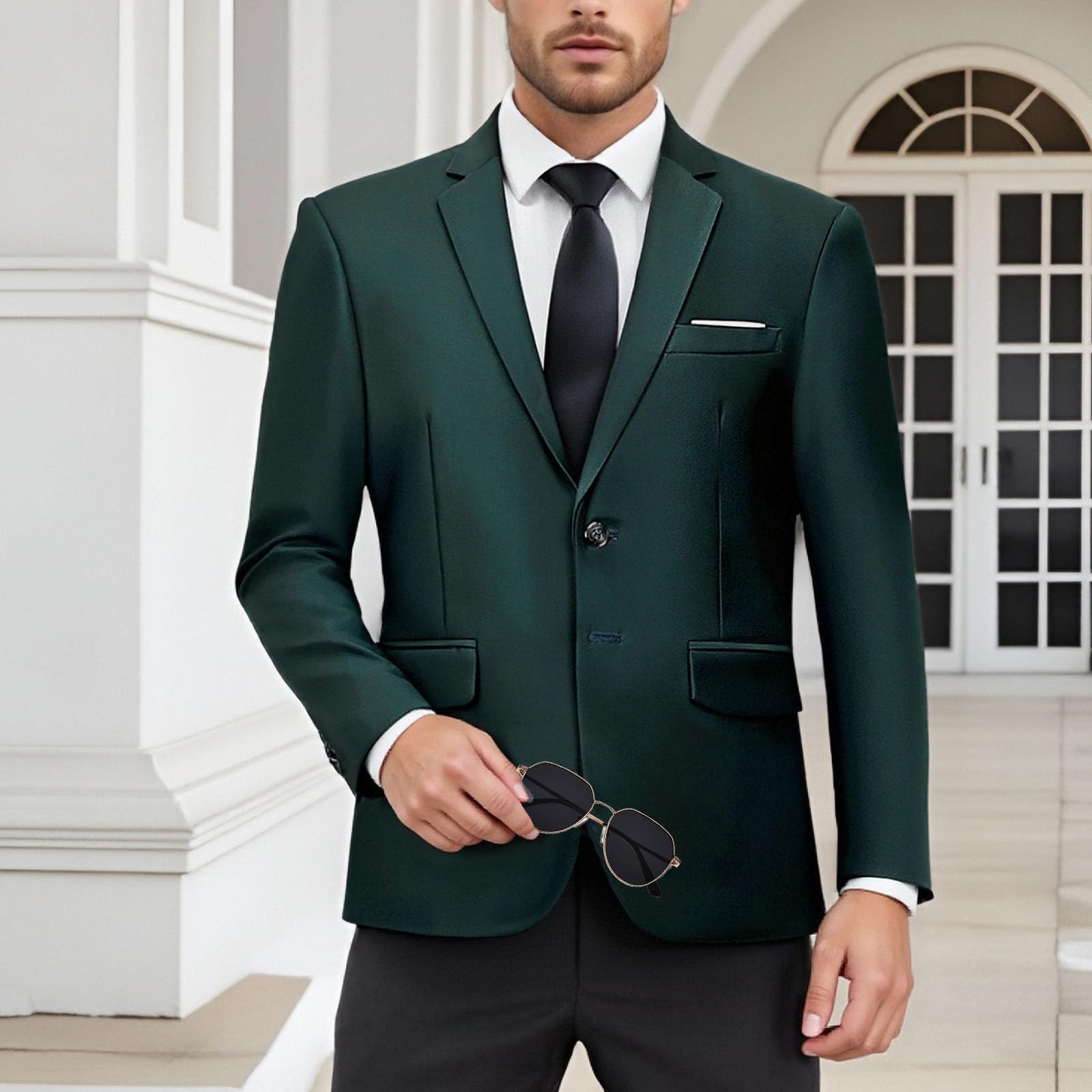 Blazer Casual da Uomo, Giacca Sportiva Leggera, Giacca da Abito a Due Bottoni, Sportiva Lavoro, Viaggio Slim Fit